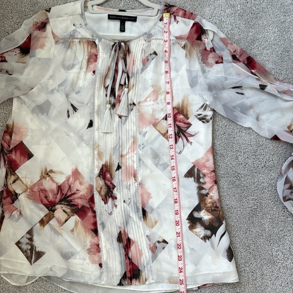 White House Black Market Pink, Brown and Cream Blouse size 4 - Picture 7 of 7